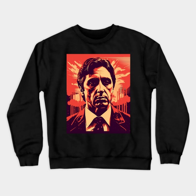 Al Pacino Linocut Crewneck Sweatshirt by pandas doing stuff